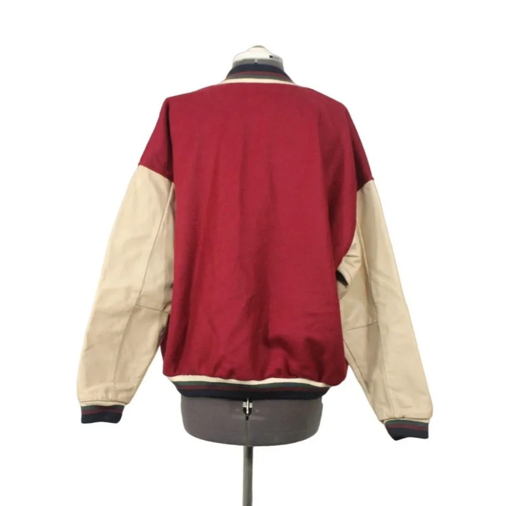 Vintage Neo-Sport USA made men's snap front wool leather varsity‎ jacket M USA
